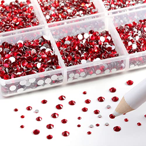 Beadsland Flatback Rhinestones, Siam, 7200pcs Mixed 6 Sizes - color: Siam