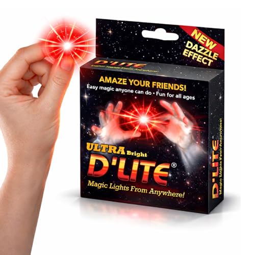 D'lite Magic Thumb Lightup Trick Set / 2 Original Amazing Ultra Bright Light Magic Fingers - Closeup & Stage Magic Tricks - Easy Illusion Anyone Can Do It - Magic Trick for Adults (Red Dazzle) - color: Red Dazzle