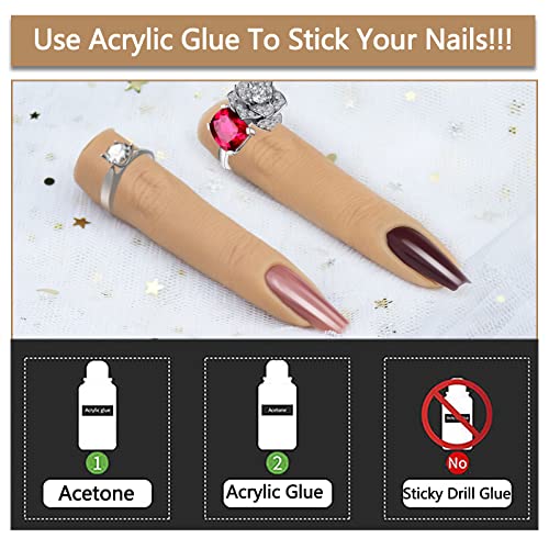 Silicone Practice Fingers for Acrylic Nails, Bendable Nail Training Finger Soft Silicone Fake Finger to Practice Fake Nails, Flexible Nail Practice Fingers Hand for DIY Nails - color: 3# Silicone Finger