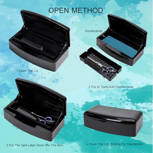 Nail Tool Sterilizer Box,Plastic Sterilizing Tray,The Disinfection Box for Nail Art Tools is Applicable to Nail Art Tools, Tweezers, Hair Salons, Spas and Manicure Equipment-Black - color: Black