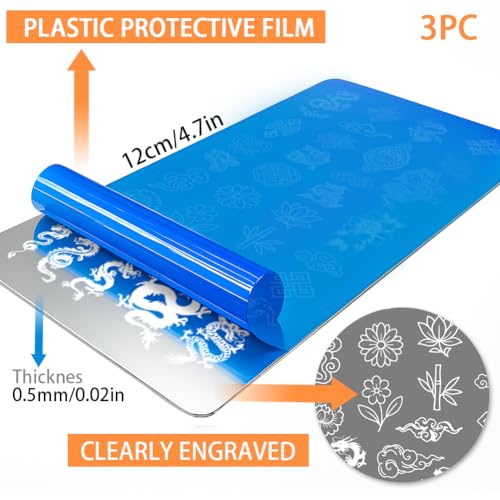 PH PandaHall 3pcs Chinese Dragon Nail Stamping Plate Traditional Patterns Nail Art Templates Vintage Flowers Nails Image Plates Nails Art Stencils for New Year Manicures Salon Design Printing - style: Chinese Dragon