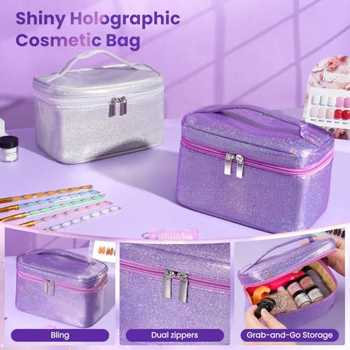 Acrylic Nail Kit for Beginners with Everything in Storage Bag, Bling Purple - color: Single Purple