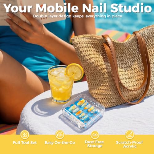 5pcs Dual Layer Press On Nail Cases with Nail Tool Kits for Travel - size: 5 Pcs