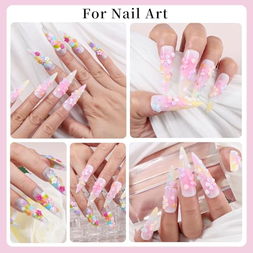 3D Flower Nail Art Charms Resin Flower Petals Charms for Acrylic Nails - color: 20-K1-Colorful