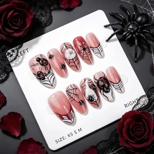 30pcs Halloween 3D Spider Press on Nails, Gothic Spider Web Fake Nails - color: Halloween Press on Nails 13