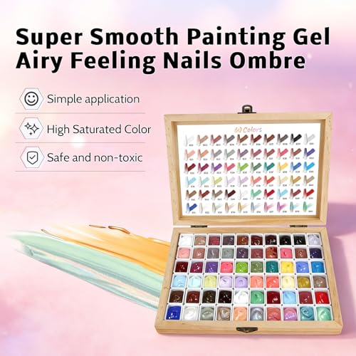 Sponge Pat Gel Polish Palette, 60 Colors Ombre Gel Nail Polish Kit, Gradient Blush Blooming Painting Pigment Patting French Manicure Tools Nails Art DIY Home (60 Colors Set) - size: 60 Colors Set