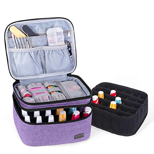 LUXJA Nail Polish Storage Case Holds 20 Bottles, Lavender - color: Lavender