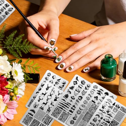6 Sheets Nail Stamping Plate Forest Animals Nail Art Stamp - color: Forest Animals
