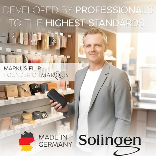 Solingen Nail Scissors Curved Blade – Precision German Steel for Fingernails & Toenails, Manicure & Pedicure, Extra Sharp with Stylish Storage Case - color: Brown Nail