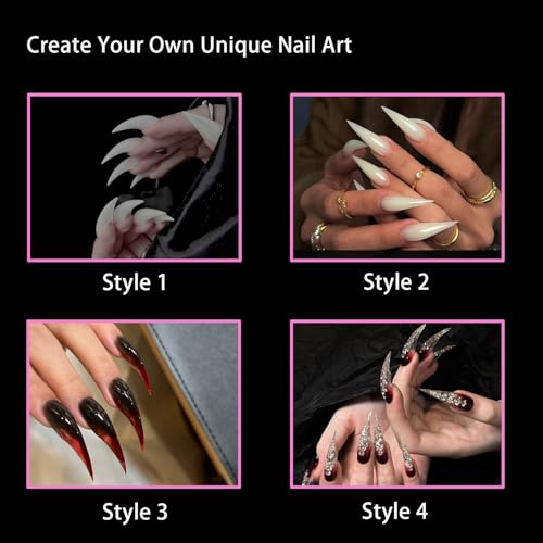 140 Pcs Medium Claw Nail Forms Cat Claw Curved Stiletto Nail Dual Forms - color: Styl 3