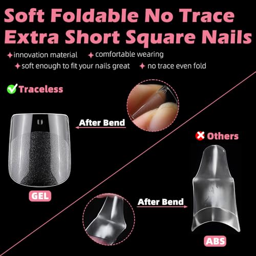 360pc Extra Short Square Nail Tips Short Fake Nail Square Acrylic Nail Tip