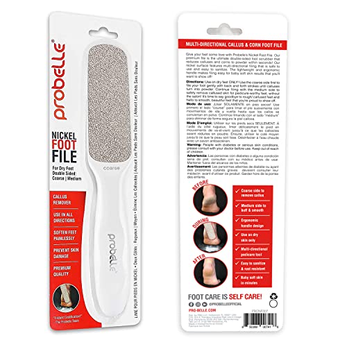 Probelle Double Sided Nickel Foot File Callus Remover, White - color: White