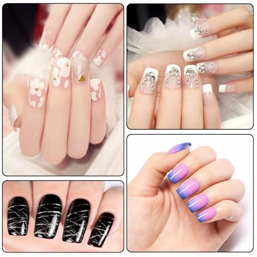 Nail Art Brush 22 Piece Set, 2 Way Acrylic Silicone Engraving Pen Dotting Pen Tools Nail Art Kit, Resin Nail Art Palette, For Nail Art DIY Home Salon Makeup Display Board (White) - color: White