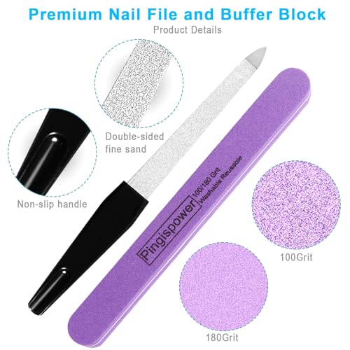 10Pcs Nail Buffer Block Kit, 100/180 Grit Double-Sided - color: Black + Purple