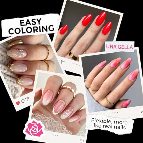 UNA GELLA Medium Oval Nail Tips 216pcs in 12 Sizes, Round Soft Gel Tips