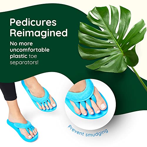 Pedi Couture Pedicure Sandals for Women with Built-In Toe Separators - color: Turquoise-1, size: X-Large
