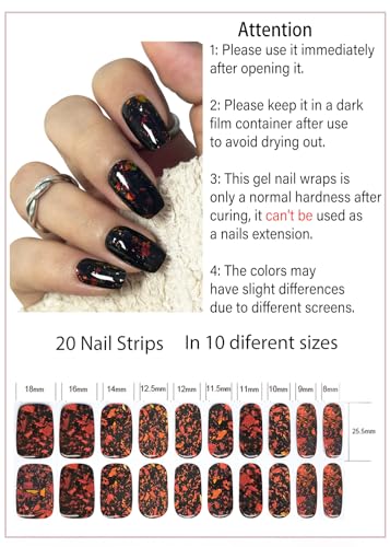 Semi Cured Gel Nail Strips, Brown, Gold Foil 20pcs Adhesive UV Sticker, Wraps for Home Manicure DIY - color: Chrome Gold Foil