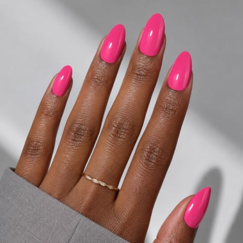 Hot Pink Press On Nails Almond - Berry Pink Nails Fake Nails - color: 1H - Hot Pink
