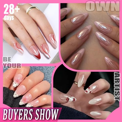 UNA GELLA Almond Gel Nail Tips 504PCS Pre-Etched Clear Fake Nails Tips