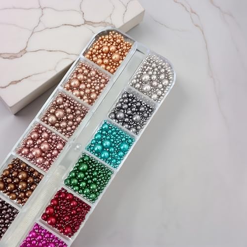 3D Beads Nail Charms Pearl Nail Art Charms Mixed Sizes Round Caviar Beads Art Nail Accessories Pearl Gem Rhinestones for Women Acrylic Nails Supplies Manicure Decorations DIY Accessories 1 Box - color: Rhinestone 07