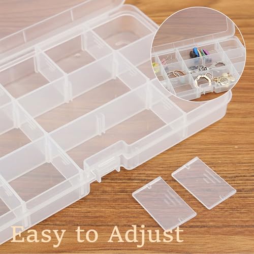 Moon Magpie 2PACK Extra Thick Bead Organizers, Mini Clear Plastic Storage Box Craft Containers for Nail jewelry rhinestones DIY Supply Case - size: 2P-MovableGrid