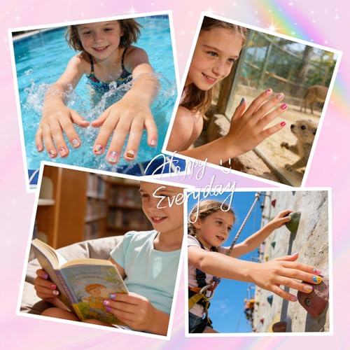 Krofaue Kids Fake Nails - Squared Half Matte Acrylic Nail Tips - color: 240 PCS Half Matte Squared Oval Kids Nail Tips