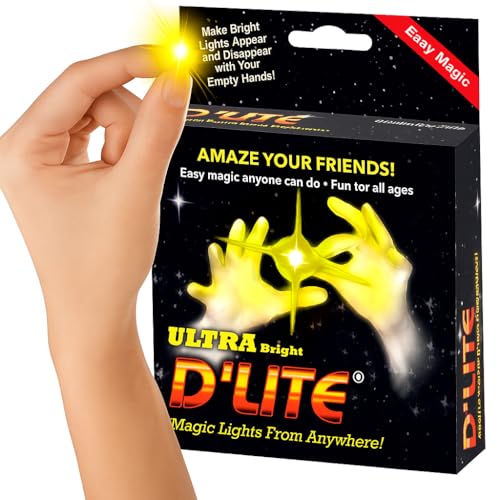 D'lite Magic Thumb Lightup Trick Set / 2 Original Amazing Ultra Bright Light Magic Fingers - Closeup & Stage Magic Tricks - Easy Illusion Anyone Can Do It - Magic Trick for Adults (Jumbo Yellow) - color: Jumbo Yellow
