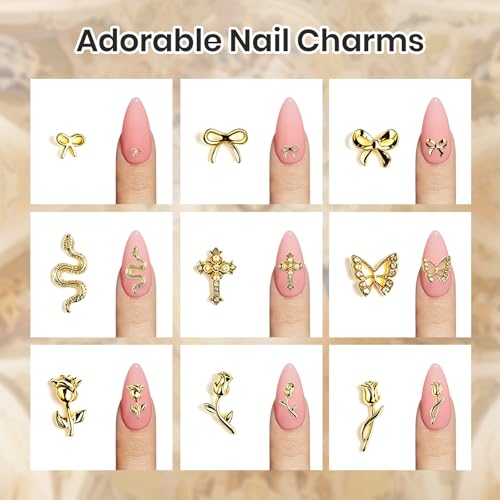 Beetles Gold Nail Charms Set 54PCS Metallic Nail Art Tools - color: E - Gold-54