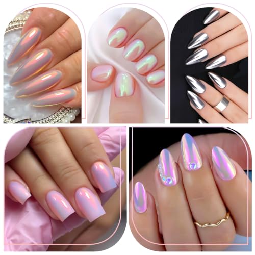 8 Jars Mermaid Pearl Chrome Powder for Nails - color: F-335 Set