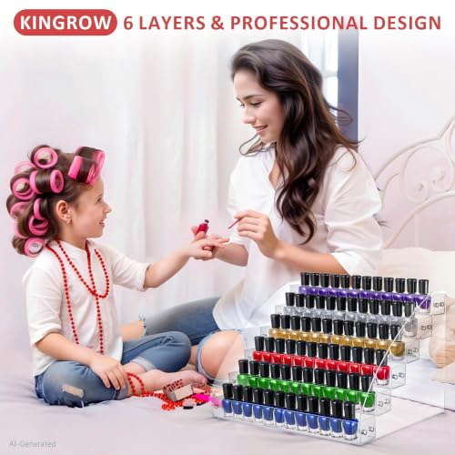 KINGROW Nail Polish Organizer Durable Easy Install (Pack of 22) - size: 6 Layers (Pack of 22)