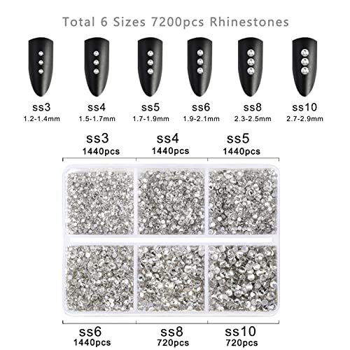 Beadsland Flatback Rhinestones, Crystal, 7200pcs Mixed 6 Sizes - color: Crystal