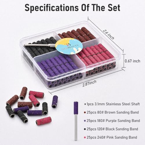 Nail Drill Sanding Bands, 100PCS with 3/32 Mandrel(Small) - size: Small
