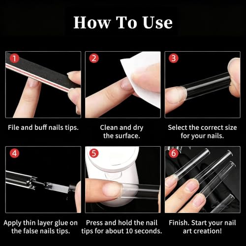 3XL Square Nail Tips, Long Half Cover Gel Tips 288 Pcs - size: Extended Rectangle