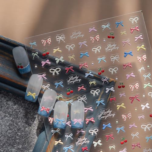 Bow Nail Art Stickers Decals 5D Self-Adhesive DIY Manicure Supplies 1PCS - color: Multicolor-010