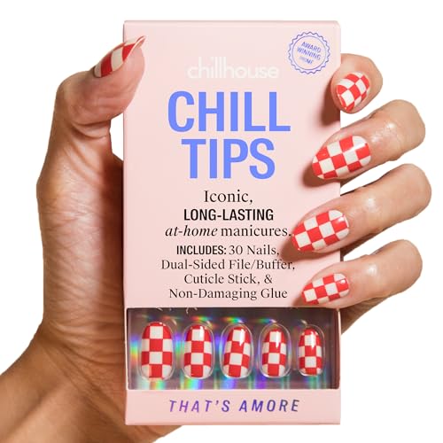 Chillhouse - Chill Tips, Press on Nails Kit - That's Amore (Oval) - 30 Nail Shapes & Sizes - Up to 2 Weeks of Wear - Customizable Fit - Reusable - Latina Founded & Women Owned - Beauty & Self Care - color: That's Amore