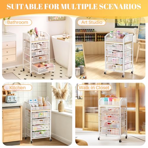 SUNALLY Rolling Makeup Cart with Drawers, Rolling Vanity Nail Cart, White - color: White, size: 5 Tier