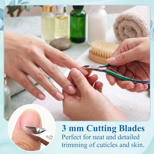 Lothee 2 Pcs 3mm Cuticle Nippers Trimmer with 100 Sterilizer Pouch, Rainbow - color: Rainbow