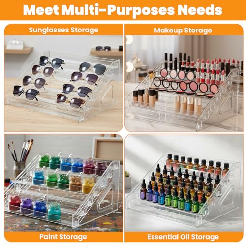 2 Pcs 7 Tier Essential Oil Organizer Clear Holder Nail Polish Display Rack