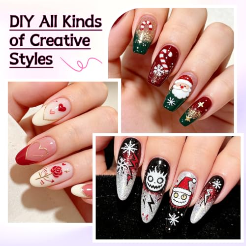 12 Colors Nail Art Pens Set, TOROKOM Nail Art Markers 3D Nail Polish Pens - color: 12 Color-F