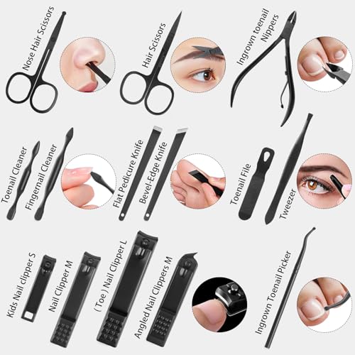 26Pcs Manicure Nail Clipper Set for Men Women Gift, Brown Case - color: Brown