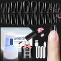 Beetles Gel Nail Kit Extension Set with 500Pcs Medium Coffin Shaped Tips - color: Medium Coffin 500pcs (Clear Kit)