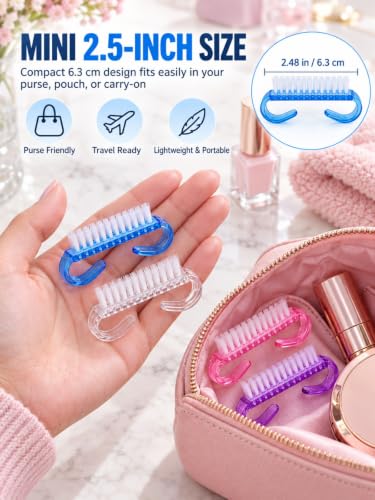Nail Brush 4-Pack Stiff Bristle Fingernail Scrubber Cleaner Handle Grip