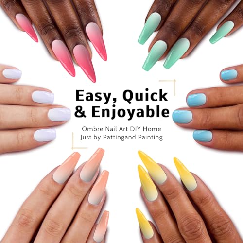 Ombre Gel Polish Palette,24Colors Pat Gel Paint Nail Art Kit Sponge Patting - size: 24 Colors A