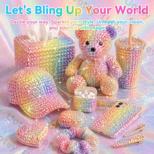 24Grid Multicolor Rhinestones Kit 3-6mm, Flatback Gems for Bedazzling - color: S6