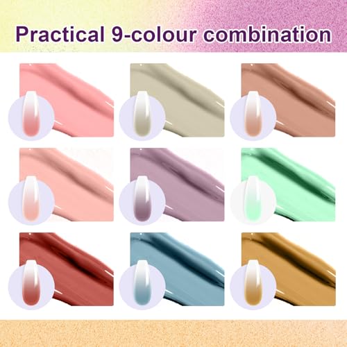 Gradient Painting Gel, 9 Colors Ombre Painted Gel Nail Polish - color: Monet’s Garden