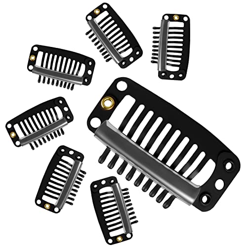 WILLBOND 30 Pcs Wig Clips Hair Extensions, 9-Teeth 32 Mm, Black - color: Black