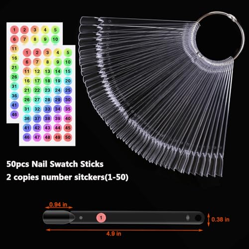 UPZIGS Nail Swatch Sticks with Number Stickers, Transparent-50pcs - color: Transparent-50pcs