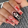 Halloween Press on Nails Ghost Long Coffin Fake Nails 24Pcs - color: halloween-design02