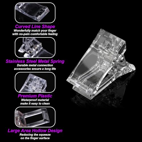 25 Pcs Nails Tip Clips, Nail Clamps for Gelnails Nail Clips To Hold Nails Down Clear For Quick Building Gelnails Clear Plastic Finger Extension DIY Manicure Nail-Art Tool