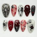 Halloween Press on Nails Medium Almond Spider Web Gothic Fake Nails - color: Halloween Press on Nails 03